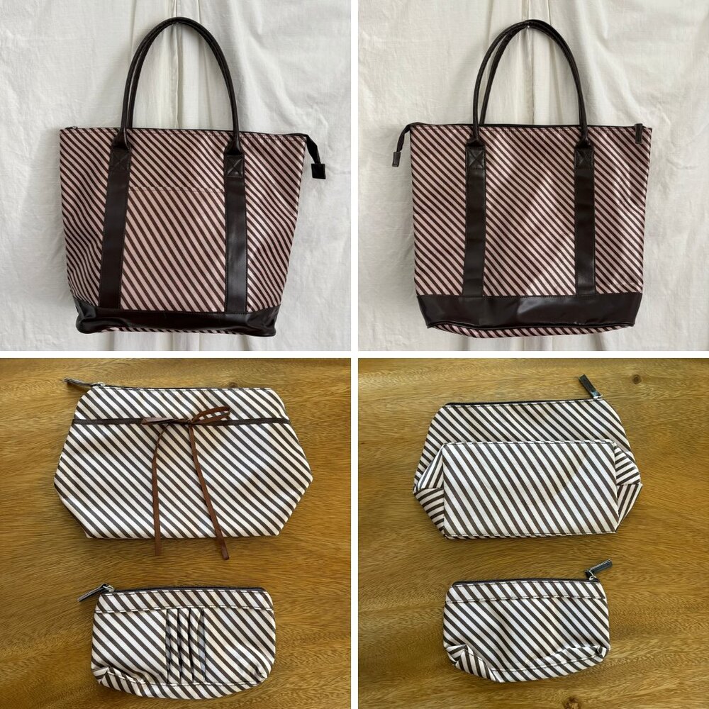 Y2K Brown & Pink Tote Bag 3 Piece Set